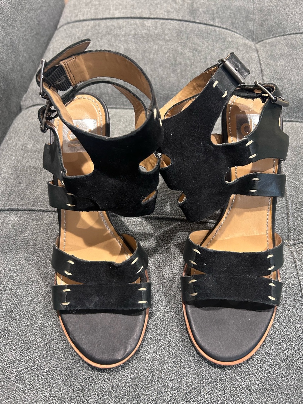 Dolce Vita Black Leather Gladiator Sandals